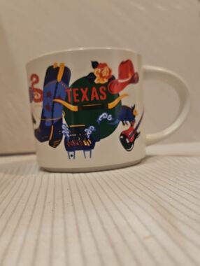 Starbucks  Discovery Series Ceramic Mug with Texas Theme Print, White,  Navy